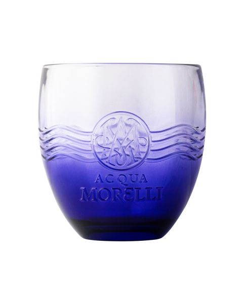 Acqua Morelli Premium Wasserglas mit blauem Farbverlauf und Logo-Embossing
