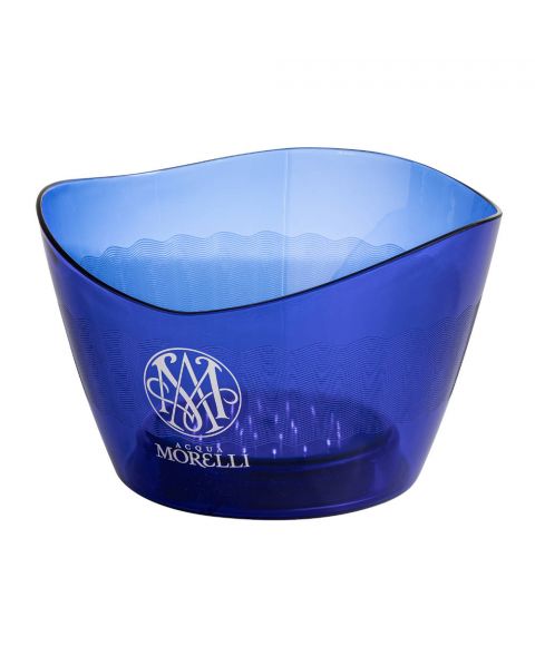 Acqua Morelli Italesse Bucket mit Beleuchtung in dunkel blau bietet platz zur Kühlung von mehreren Flaschen auf Eis.