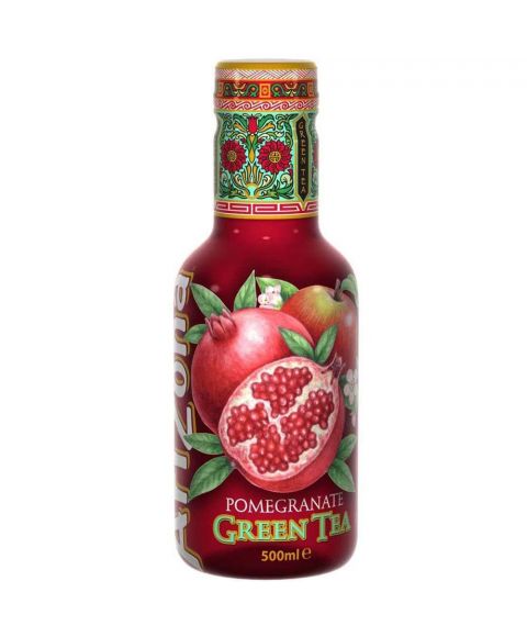 AriZona Green Tea Pomegranate in einer 0,5l PET Flasche. 