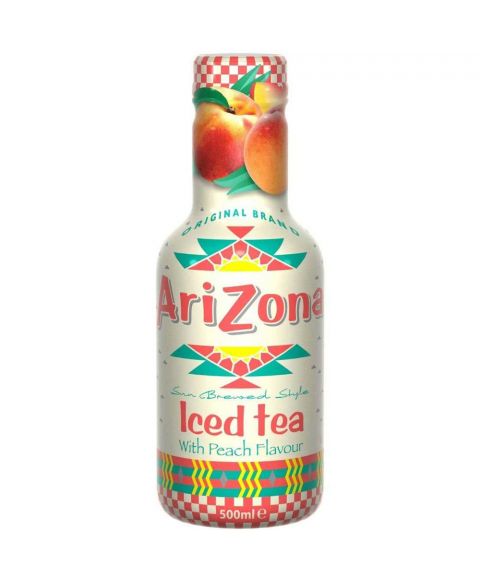 AriZona Iced Tea Peach in einer 0,5l PET Flasche. 