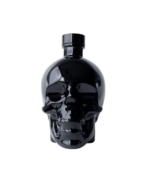 schwarze Flasche Crystal Head Agave Vodka Onyx in Totenkopfschädel 700ml Frontansicht