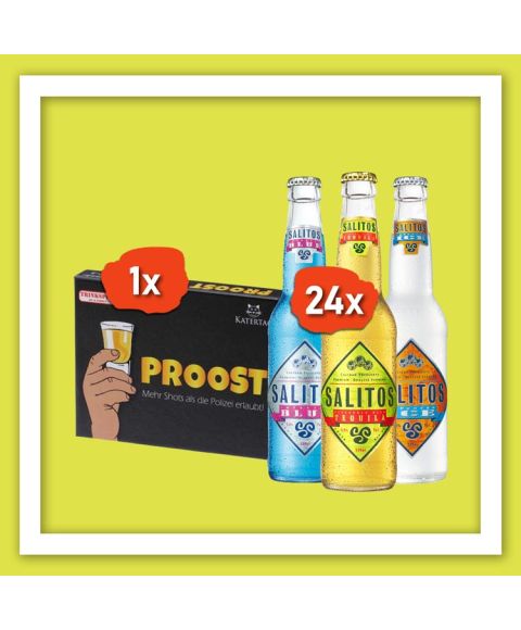 SALITOS Perfect Game Aktionspaket Salitos Flaschen nach Wahl und Trinkspiel Proost Sonerangebot