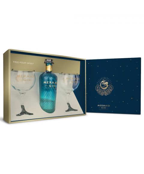 Mermaid Gin Set + 2 Gläser in nachhaltiger Geschenkverpackung