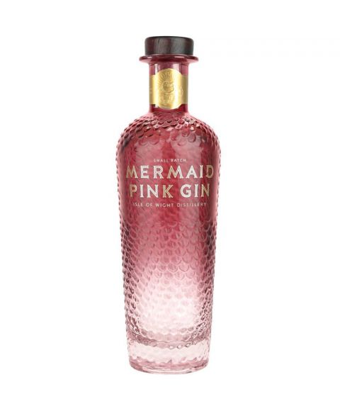 Mermaid Pink Gin mit Erdbeer Geschmack in auffälliger 700ml Flasche.
