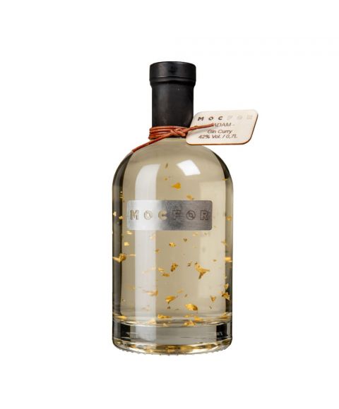Gin mit Blattgold in hochwertiger 700ml Flasche mit Holzetikett und Stahl Label
