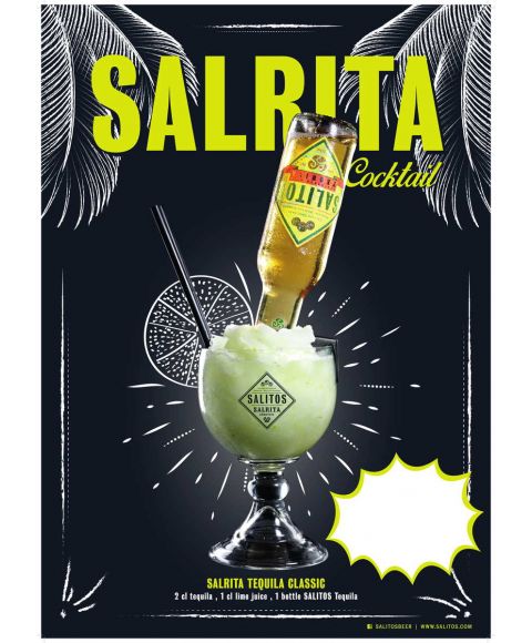 Salitos Salrita Poster DIN A4. Palmen verzieren den mit SALITOS verfeinerten Cocktail