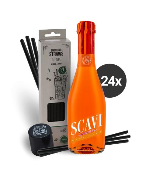 SCAVI & RAY Piccolo Set Sprizzione Aperitivo mit 50 Trinkhalmen und Flaschenstanzer