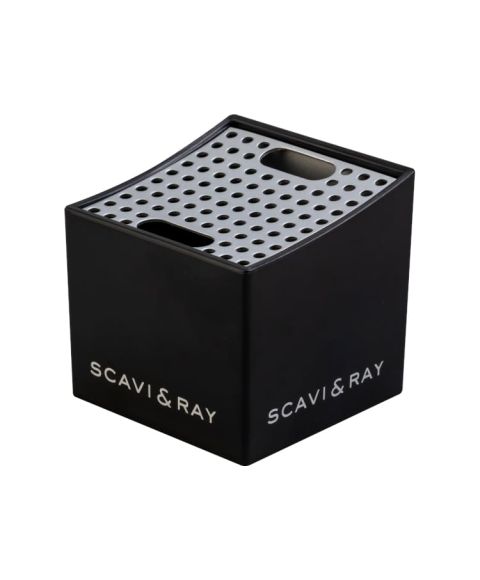 Scavi & Ray Aschenbecher in Farbe schwarz silber mit Einsatz und Gitter mit Einsatz seitliche Ansicht für Gastronomie