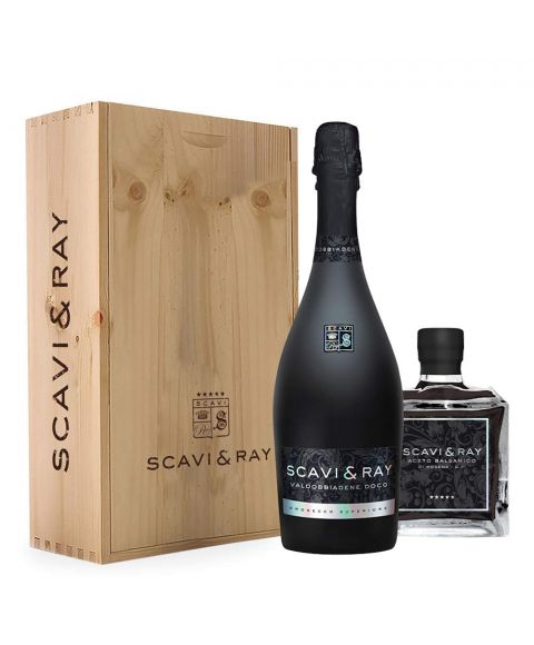 Scavi & Ray Geschenkset mit Prosecco und Balsamico in hochwertiger Holzbox