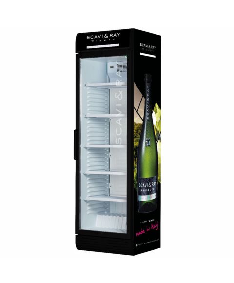 SCAVI&RAY Kühlschrank groß mit Prosecco Flaschen Print an der Seite.