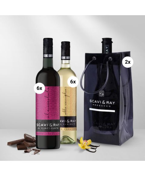 SCAVI & RAY Schokonilla Bundle Sparpaket Schokoladenwein Vanillewein Cioccolato Vaniglia Wein Ice Bag Kühltasche 