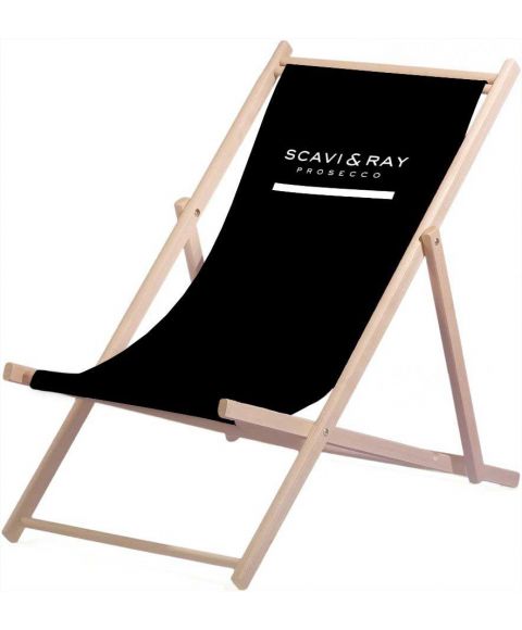SCAVI & RAY Liegestuhl mit Holzrahmen und Logoaufdruck