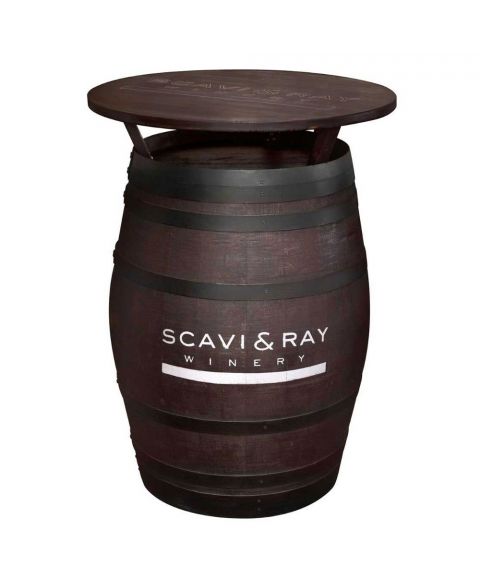 Scavi & Ray Holzfasstehtisch mit Tischplatte und gebrandeten Logo Weinfass
