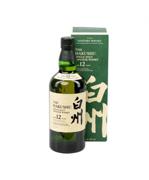 The Hakushu Single Malt Japanese Whisky 12 Jahre Alt 700ml in grüner Flasche und Geschenkverpackung. Ein Produkt der Suntory Distillery