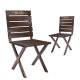 SALITOS Einrichtung Garten-Stuhl 2er Set Terrassen-Stuhl Outdoor-Stuhl aus Holz und Metall, dunkel lackiert und mit eingearbeitetem Logo.