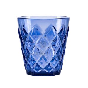 Acqua Morelli Glas in blau mit 3D Muster, Monogramm und Logo.