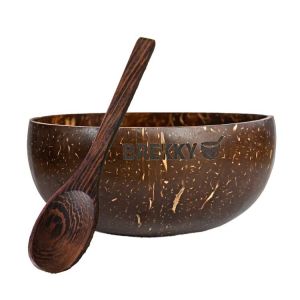 BREKKY Kokosnuss-Schale Bowl aus echter Kokosnuss inkl. Löffel aus Holz