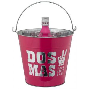 Pinker Eiseimer von DOS MAS mit Pappinlay für 6 Shots und eine 0,7l Flasche