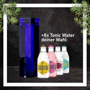 One Key Gin mit 8x Goldberg Tonic Water 0,2L Glasflasche nach Wahl im Paket zum Vorteilspreis