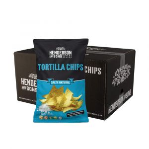 Karton mit 10 Packungen Henderson & Sons Tortilla Chips Salty Natural in 125g