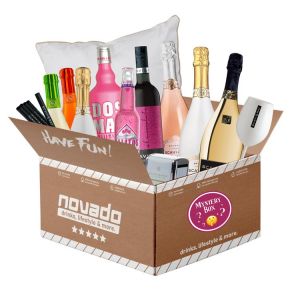 novado Überraschungs Box mit vielen Getränken und Werbemitteln für Frauen. Zusammenstellung aus B-Ware zum Sonderpreis