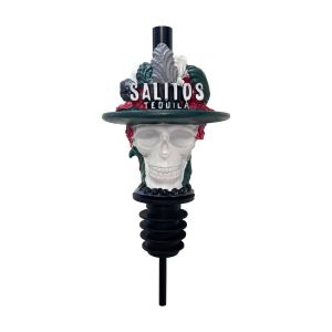 Bunter Flaschen-Ausgießer-Aufsatz von SALITOS im Muerte Totenkopf Design passend für alle herkömmlichen Flaschenhälse.