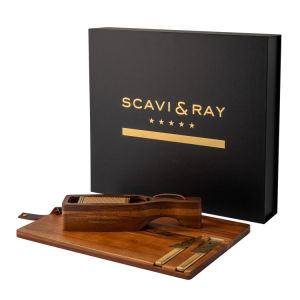 Käse Schneidebrett mit Edelstahl Messern, Käsehobel und Geschenkbox von Scavi & Ray