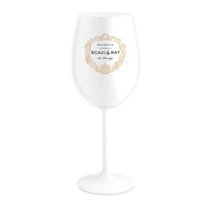 SCAVI & RAY Luxus Ice Prestige Prosecco Glas in weiß mit goldenem Logo