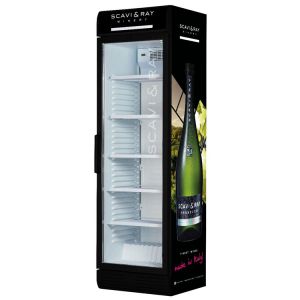 SCAVI&RAY Kühlschrank groß mit Prosecco Flaschen Print an der Seite.