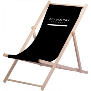 SCAVI & RAY Liegestuhl mit Holzrahmen und Logoaufdruck