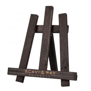 Scavi & Ray Tisch Staffelei für Menükarten - Material edles Holz - seitlich aufgestellt
